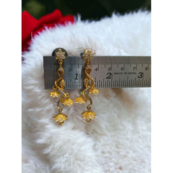 Elegant Gold-Tone Floral Drop Earrings for Women and Girls | D919