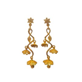 Elegant Gold-Tone Floral Drop Earrings for Women and Girls | D919