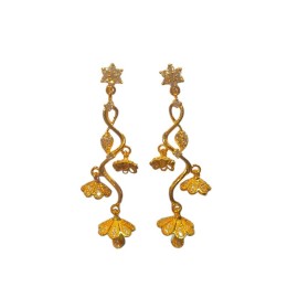 Elegant Gold-Tone Floral Drop Earrings for Women and Girls | D919