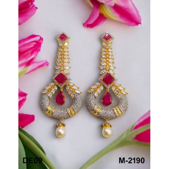 DE09REGO NEW Indian Jewellery Earring Women Traditional Bollywood Style Wedding Ethnic AD