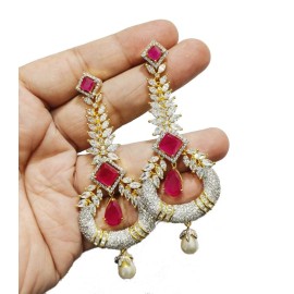 DE09REGO NEW Indian Jewellery Earring Women Traditional Bollywood Style Wedding Ethnic AD