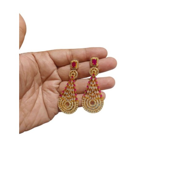 DE11REGO Earring Women Traditional Bollywood Style Wedding Ethnic AD NEW Indian Jewellery