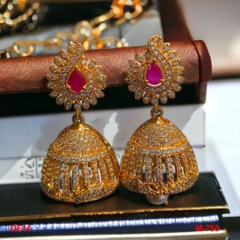 DE14REGO Golden Jhumka Charm Elegance Gold Plated Earrings Fashionista Indian Jewelry Traditions