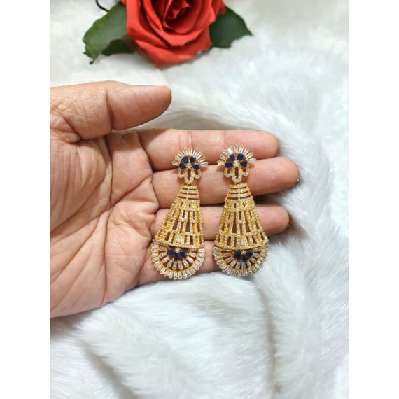 DE19BLGO Golden Charm Elegance Gold Plated Earrings Fashionista Indian Jewelry Traditions