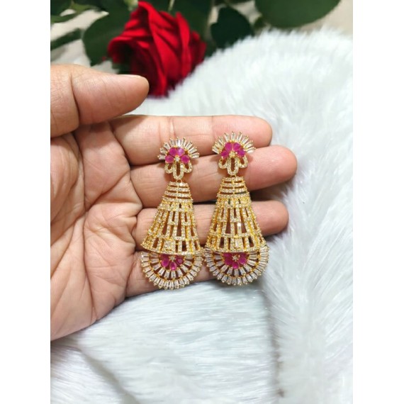 DE19REGO Golden Charm Elegance Gold Plated Earrings Fashionista Indian Jewelry Traditions