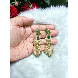 DE20GRGO Golden Charm Elegance Gold Plated Earrings Fashionista Indian Jewelry Traditions