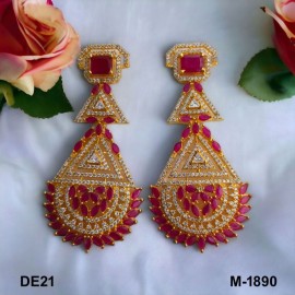 DE21RERH Golden Charm Elegance Gold Plated Earrings Fashionista Indian Jewelry Traditions