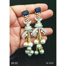 DE23BLGO New Ethnic Indian Gold Plated Bollywood Bridal AD Stone Jewelry Set Earrings
