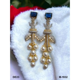 DE23BLGO New Ethnic Indian Gold Plated Bollywood Bridal AD Stone Jewelry Set Earrings