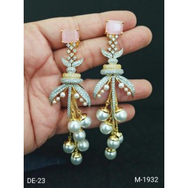 DE23PIGO New Ethnic Indian Gold Plated Bollywood Bridal AD Stone Jewelry Set Earrings