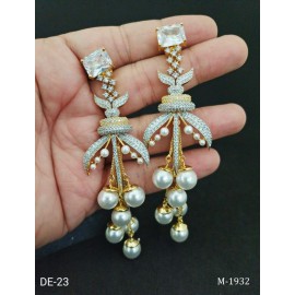 DE23WHGO New Ethnic Indian Gold Plated Bollywood Bridal AD Stone Jewelry Set Earrings
