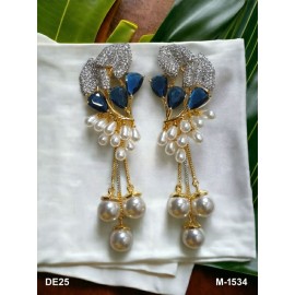 DE25BLGO NEW Indian Jewellery Earring Women Traditional Bollywood Style Wedding Ethnic AD