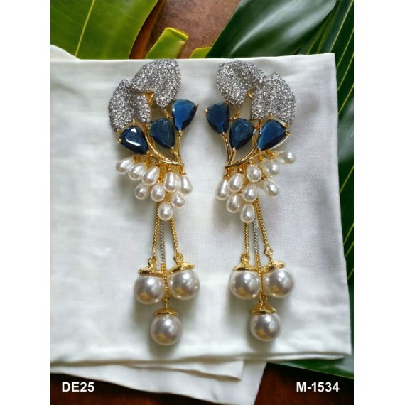 DE25BLGO NEW Indian Jewellery Earring Women Traditional Bollywood Style Wedding Ethnic AD