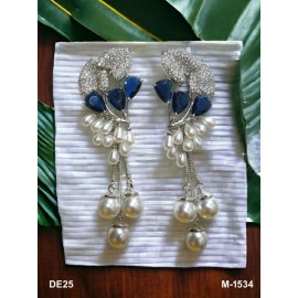 DE25BLRH NEW Indian Jewellery Earring Women Traditional Bollywood Style Wedding Ethnic AD