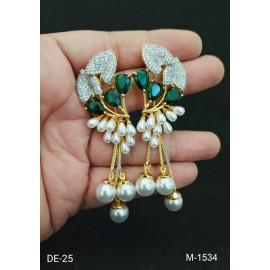 DE25GRGO NEW Indian Jewellery Earring Women Traditional Bollywood Style Wedding Ethnic AD