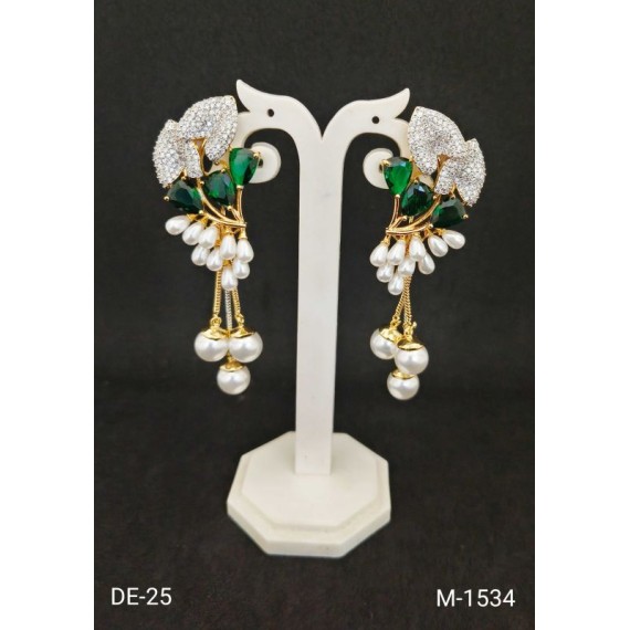DE25GRGO NEW Indian Jewellery Earring Women Traditional Bollywood Style Wedding Ethnic AD
