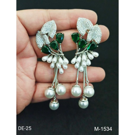 DE25GRRH NEW Indian Jewellery Earring Women Traditional Bollywood Style Wedding Ethnic AD
