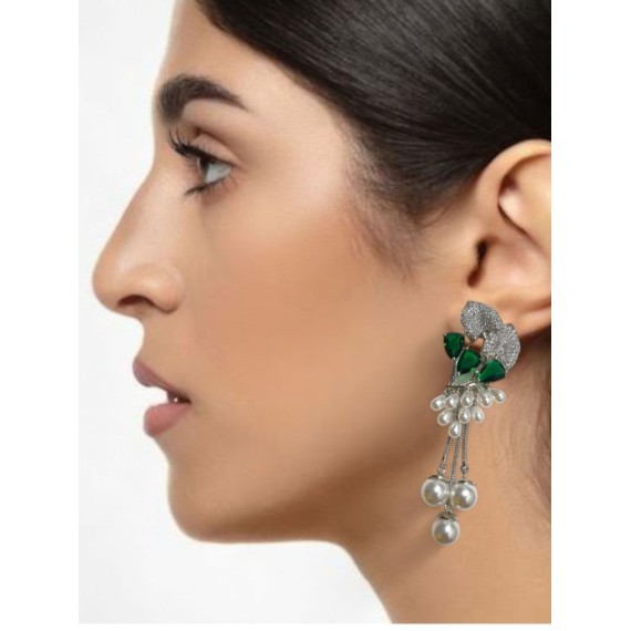 DE25GRRH NEW Indian Jewellery Earring Women Traditional Bollywood Style Wedding Ethnic AD