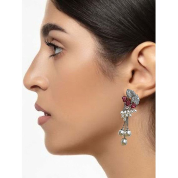 DE25RERH NEW Indian Jewellery Earring Women Traditional Bollywood Style Wedding Ethnic AD
