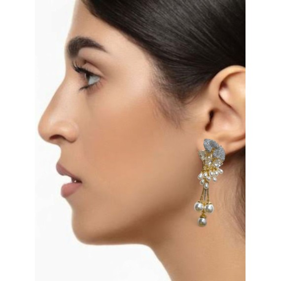 DE25WHGO NEW Indian Jewellery Earring Women Traditional Bollywood Style Wedding Ethnic AD