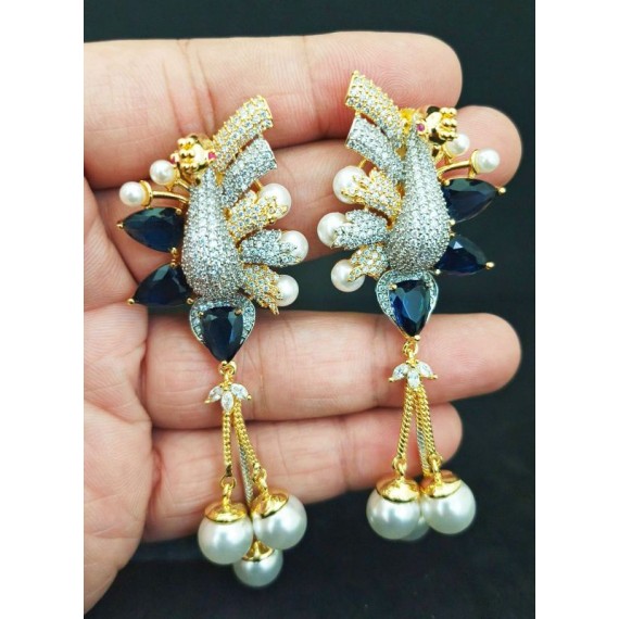 DE26BLGO Traditional Bollywood Style Wedding Ethnic american diamond NEW Indian Jewellery Earring Women