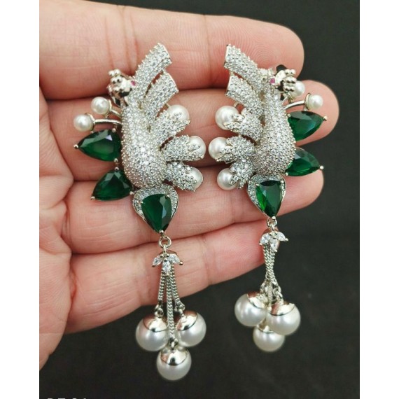 DE26GRRH Traditional Bollywood Style Wedding Ethnic american diamond NEW Indian Jewellery Earring Women