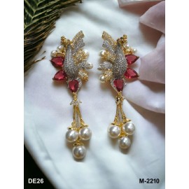 Traditional Bollywood Style Wedding Ethnic american diamond NEW Indian Jewellery Earring Women DE26REGO