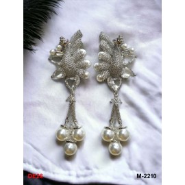 DE26WHRH Traditional Bollywood Style Wedding Ethnic american diamond NEW Indian Jewellery Earring Women