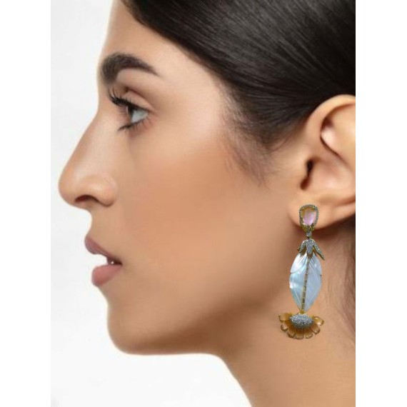 DE27PIGO Pakistani indian Traditional Bollywood style ethnic gold plated Earrings jewlery