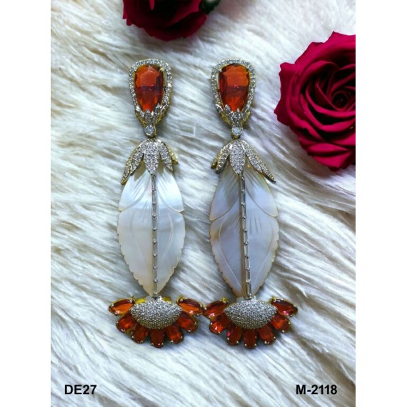 DE27RERH Pakistani indian Traditional Bollywood style ethnic gold plated Earrings jewlery