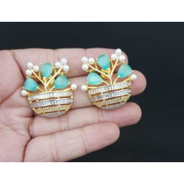 DE28MIGO Stud Earring Pakistani indian Traditional Bollywood style ethnic gold plated Earrings jewlery