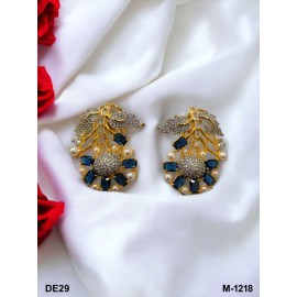 DE29BLGOO Stud Earring fancy traditional flower style ethnic gold plated Earrings american diamond jewlery