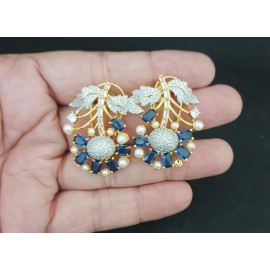 DE29BLGOO Stud Earring fancy traditional flower style ethnic gold plated Earrings american diamond jewlery