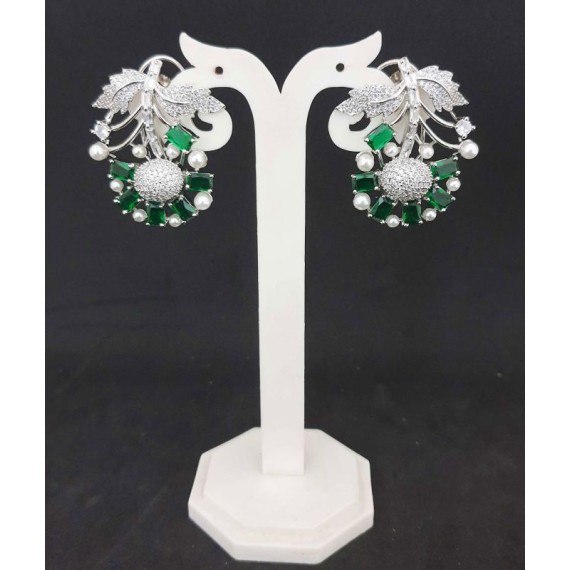 DE29GRRH Stud Earring fancy traditional flower style ethnic gold plated Earrings american diamond jewlery