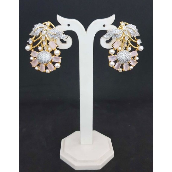 DE29PIGO Stud Earring fancy traditional flower style ethnic gold plated Earrings american diamond jewlery