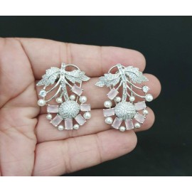 DE29PIRH Stud Earring fancy traditional flower style ethnic gold plated Earrings american diamond jewlery