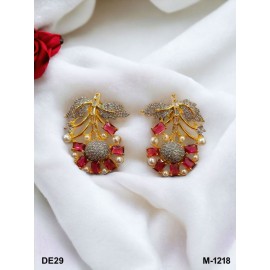 DE29REGO Stud Earring fancy traditional flower style ethnic gold plated Earrings american diamond jewlery