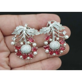 DE29RERH Stud Earring fancy traditional flower style ethnic gold plated Earrings american diamond jewlery