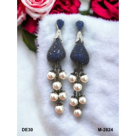 DE30BLRH NEW Indian Jewellery Earring Women Traditional Bollywood Style Wedding Ethnic AD