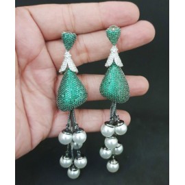 DE30GRRH NEW Indian Jewellery Earring Women Traditional Bollywood Style Wedding Ethnic AD