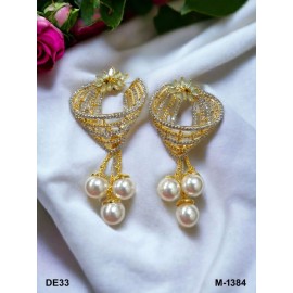 DE33MIGO Affordable artificial american diamond gold plated earring