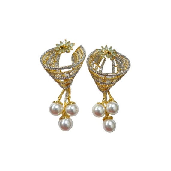 DE33MIGO Affordable artificial american diamond gold plated earring