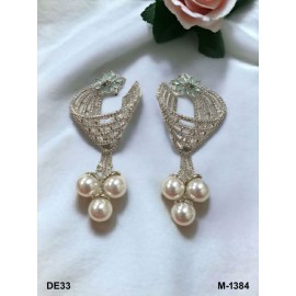 DE33MIRH Affordable artificial american diamond gold plated earring