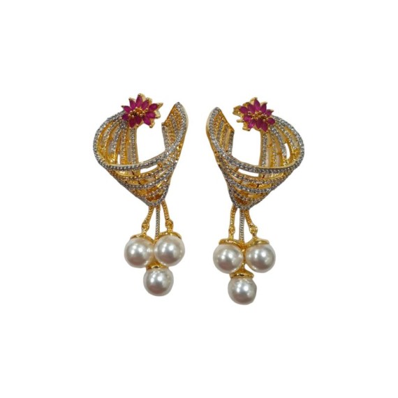 DE33REGO Affordable artificial american diamond gold plated earring