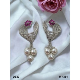 DE33RERH Affordable artificial american diamond gold plated earring