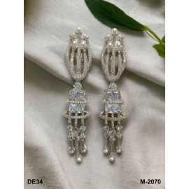 DE34WHRH Affordable artificial american diamond gold plated earring