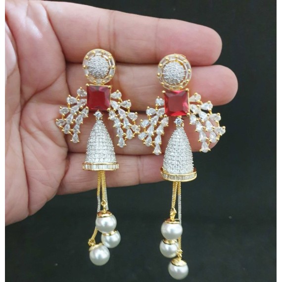 DE35REGO Affordable artificial american diamond gold plated earring