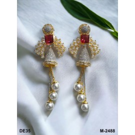 DE35REGO Affordable artificial american diamond gold plated earring