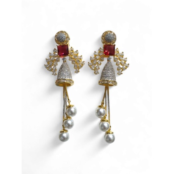 DE35REGO Affordable artificial american diamond gold plated earring