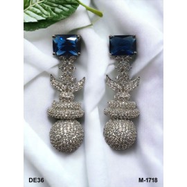 DE36BLRH Affordable artificial american diamond gold plated earring